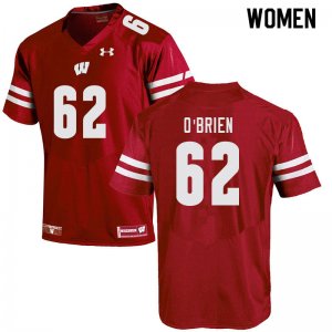 Women's Wisconsin Badgers NCAA #62 Logan O'Brien Red Authentic Under Armour Stitched College Football Jersey CX31T38OH